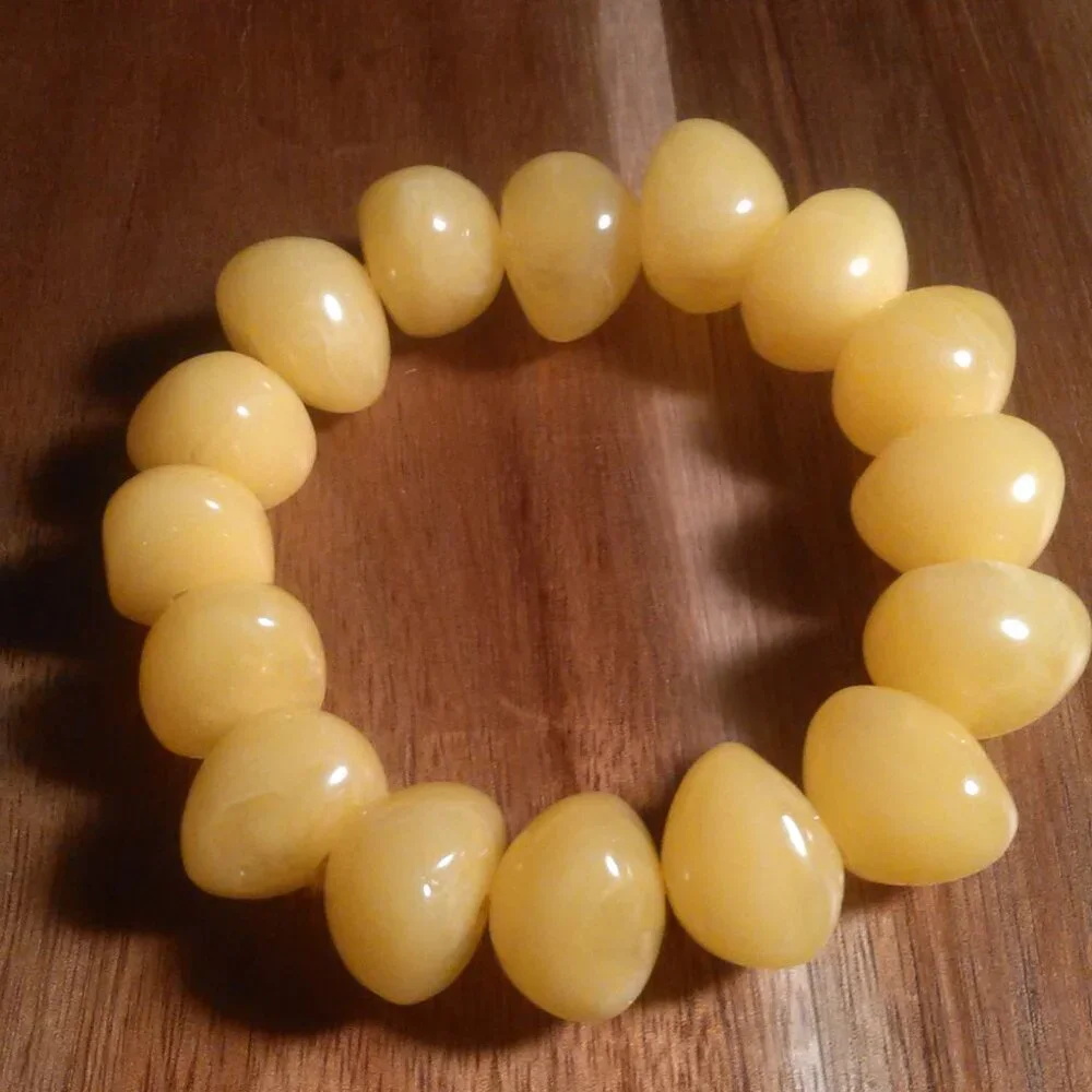 Golden Color Lab Created Light Amber Nuggets Stretch Bracelet